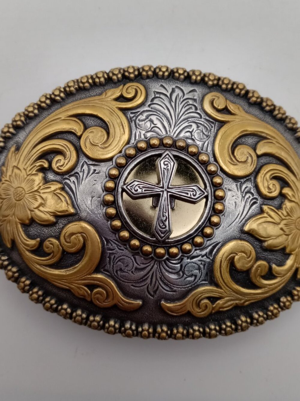 Nocona Western Belt Belt Belt Large Sliver Gold Metal Cowboy Western Christian
